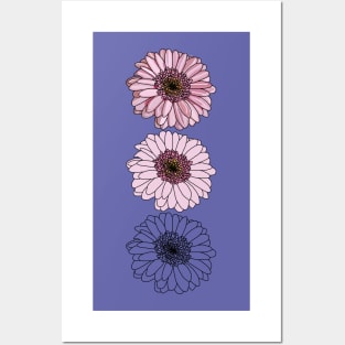 Floral Art Three Gerberas Column Posters and Art